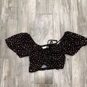 Elegant Black and Brown Women's Blouse